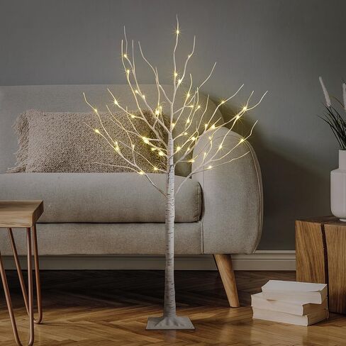 2 Pack 8FT Lighted Birch Tree 132 LED Artificial Tree for Decoration Inside and Outside, Home Patio Wedding Festival Christmas Decor, Warm White in Saudi Arabia