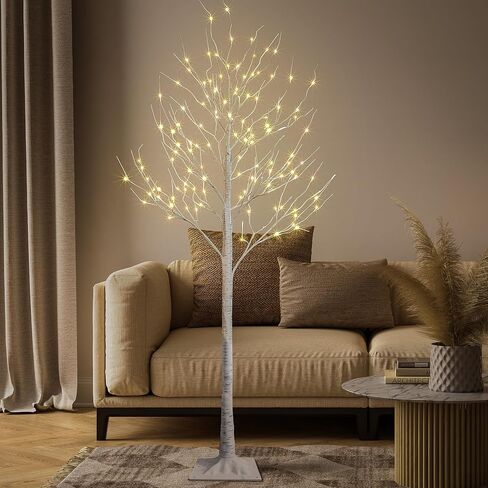 2 Pack 8FT Lighted Birch Tree 132 LED Artificial Tree for Decoration Inside and Outside, Home Patio Wedding Festival Christmas Decor, Warm White in Saudi Arabia