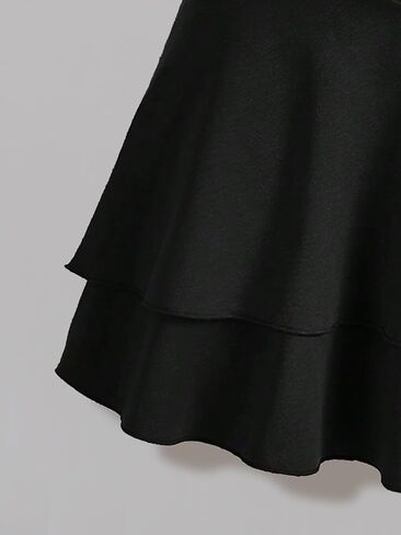 Girl's Ruched Halter Flared Dress Backless Cute Sleeveless A Line Short Dresses Black for 13-16Y in Kuwait