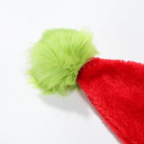 Christmas Green Beard Santa Hat with Furry Gloves for Adult, Unisex Christmas Costume Accessory Set in Kuwait