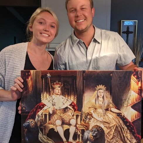 Turn Me Royal Custom Couple Portrait from Your Photo, Canvas Wall Art as Personalized Gifts for Couples, Funny Gift Ideas, Turn them into Royalty (The King & Queen, 8" x 10") in Saudi Arabia