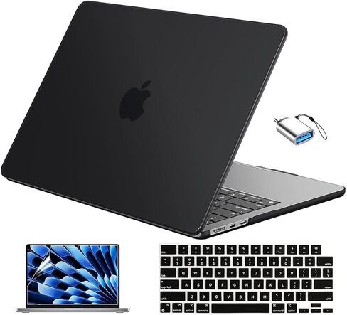 EooCoo Case Compatible with MacBook Air 13 inch M4 2025 2024 2023 2022 M3 M2 A3240 A3113 A2681, Air 13.6" Laptop Hard Shell Case + Keyboard Skin Cover + Screen Protector, Matte Pink Bow in Kuwait