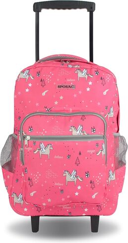 Rolling Backpack for Girls Boys. Roller Bookbag With Wheels for School Kids, Pink Unicorn in Saudi Arabia