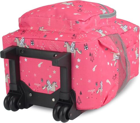 Rolling Backpack for Girls Boys. Roller Bookbag With Wheels for School Kids, Pink Unicorn in Saudi Arabia