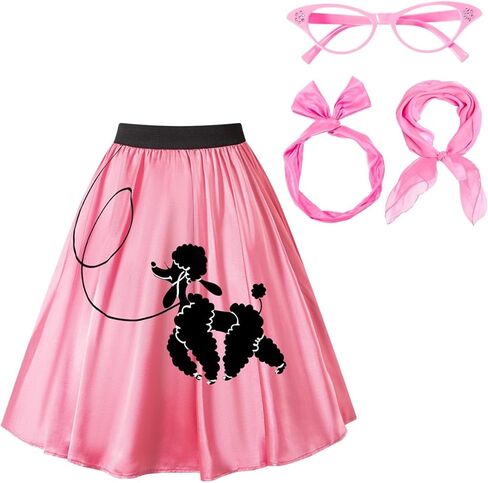 PROMOTED TO BIG SISTER 50s Women Outfit 1950 Poodle Skirt Halloween Costume Accessory Scarf Glasses Headband in Kuwait