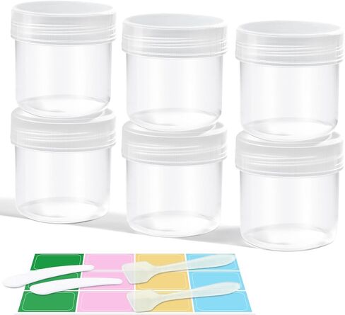 DEMORA Small Travel Containers Plastic Jars with Lids for Creams, Refillable TSA Approved Travel Size Containers for Lotion Makeup Cosmetic Ointments Slime, PP, BPA Free (Clear, 1 oz, 6 Pcs) in Saudi Arabia