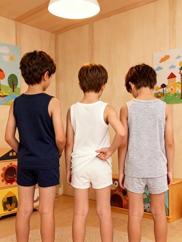 Boys 3-Pack Tank Top, Crew Neck Sleeveless Undershirts for Kids (4Y-6Y), Essential Classic Layered Vest Shirt in Saudi Arabia