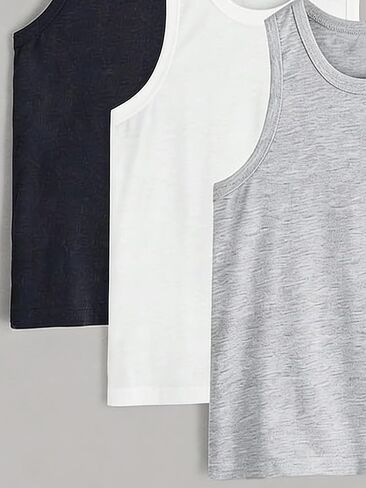Boys 3-Pack Tank Top, Crew Neck Sleeveless Undershirts for Kids (4Y-6Y), Essential Classic Layered Vest Shirt in Saudi Arabia