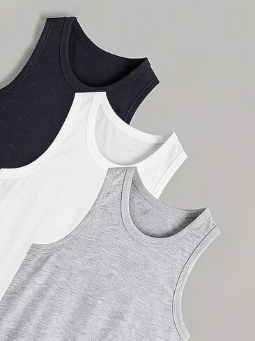 Boys 3-Pack Tank Top, Crew Neck Sleeveless Undershirts for Kids (4Y-6Y), Essential Classic Layered Vest Shirt in Saudi Arabia