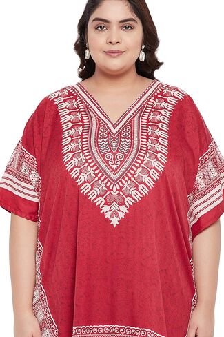 Oussum قصيرة قفطان تونك القمم حجم كبير البوليستر الأفريقية Dashiki شرابات فستان الصيف ملابس الشاطئ ملابس المنتجع للسيدات in Kuwait