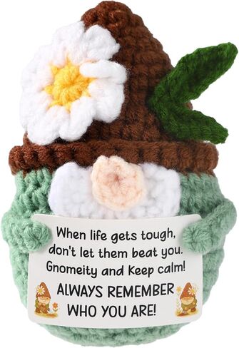 Positive Knitted Gnome Doll, Adorable Handcrafted Crochet Inspirational Gnome with Encouragement Emotional Card Funny Positive Support Toy for Coworker Friend Gift Decorations in Saudi Arabia