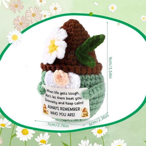Positive Knitted Gnome Doll, Adorable Handcrafted Crochet Inspirational Gnome with Encouragement Emotional Card Funny Positive Support Toy for Coworker Friend Gift Decorations in Saudi Arabia