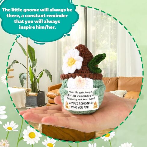 Positive Knitted Gnome Doll, Adorable Handcrafted Crochet Inspirational Gnome with Encouragement Emotional Card Funny Positive Support Toy for Coworker Friend Gift Decorations in Saudi Arabia
