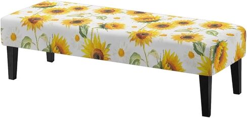 Dining Room Bench Covers Slipcover Rectangle Sunflower Bench Slipcover for Living Room Chair Seat Cushion Protector Dustproof Removable Chair Covers Xmas Gifts in Saudi Arabia