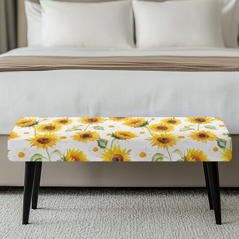 Dining Room Bench Covers Slipcover Rectangle Sunflower Bench Slipcover for Living Room Chair Seat Cushion Protector Dustproof Removable Chair Covers Xmas Gifts in Saudi Arabia