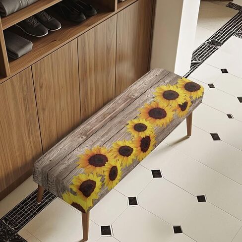 Dining Room Bench Covers Slipcover Rectangle Sunflower Bench Slipcover for Living Room Chair Seat Cushion Protector Dustproof Removable Chair Covers Xmas Gifts in Saudi Arabia