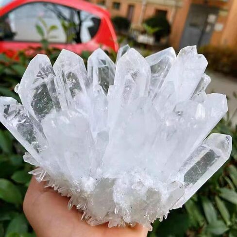 Natural Crystal Cluster Clear Quartz Mineral Crystal Cluster Cluster Healing Ornament Hue Reflection Feng Shui Home Decor (White) in Saudi Arabia