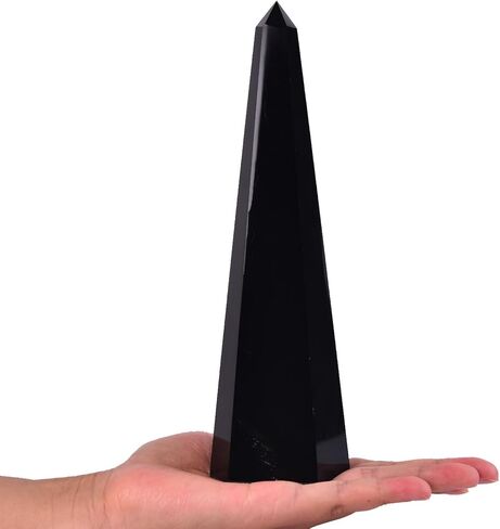 Black Obsidian Large Crystal Tower Natural Healing Crystal Point Wand Obelisk for Reiki Meditation Crystal Grid Decoration 1-1.5 LBS in Saudi Arabia