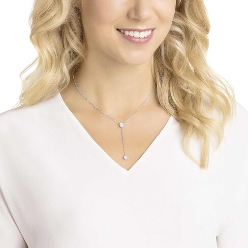 Swarovski Stilla Attract Y necklace, Round cut, Blue, Rhodium finish in Saudi Arabia