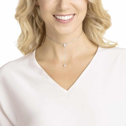 Swarovski Stilla Attract Y necklace, Round cut, Blue, Rhodium finish in Saudi Arabia