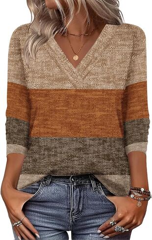 Zeagoo Women's Shirts Long Sleeve V Neck Tshirts Fall Boho Floral Blouses Business Casual Tops in Saudi Arabia