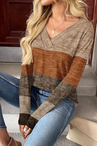 Zeagoo Women's Shirts Long Sleeve V Neck Tshirts Fall Boho Floral Blouses Business Casual Tops in Saudi Arabia