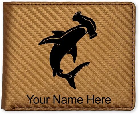 LaserGram Faux Leather Bi-Fold Wallet, Hammerhead Shark, Personalized Engraving Included (Beige) in Saudi Arabia