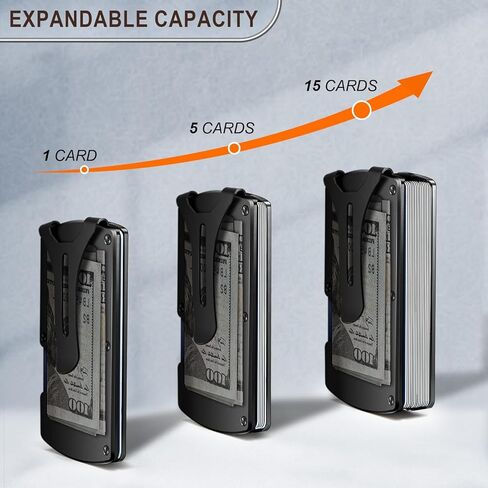 Slim Wallet,Men Wallet Money Clip Aluminum Card Holder Expandable for 12 Cards RFID Blocking in Saudi Arabia
