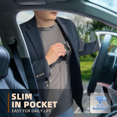 Slim Wallet,Men Wallet Money Clip Aluminum Card Holder Expandable for 12 Cards RFID Blocking in Saudi Arabia