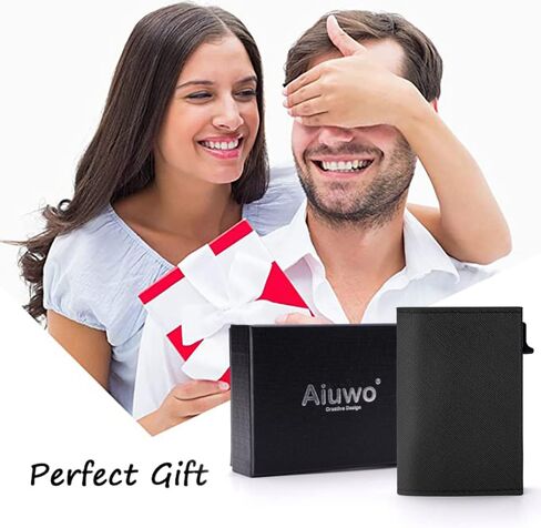 محفظة Aiuwo للرجال حامل بطاقات المحفظة، ذكية، حجب RFID، محفظة رفيعة للجيب الأمامي بسعة 8-12 بطاقة (جلد البولي يوريثان، أسود متقاطع) in Kuwait