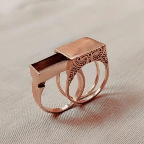 1 Pc Unique Openwork Vine-Patterned Double-Layered Detachable Ring With Storage, Vintage Style, Made Of Gold-Plated Copper, Women's Exhibition, Sizes 6-10 in Saudi Arabia