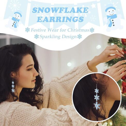 Christmas Earrings for Women Dangling Acrylic Holiday Earrings Snowflake Earring Cute Christmas Vacation Ornaments Stocking Stuffers Xmas Party Decorations Favors Xmas Gifts for Women in Saudi Arabia