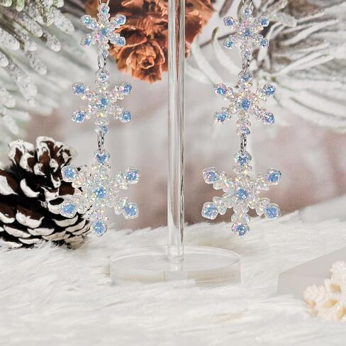 Christmas Earrings for Women Dangling Acrylic Holiday Earrings Snowflake Earring Cute Christmas Vacation Ornaments Stocking Stuffers Xmas Party Decorations Favors Xmas Gifts for Women in Saudi Arabia