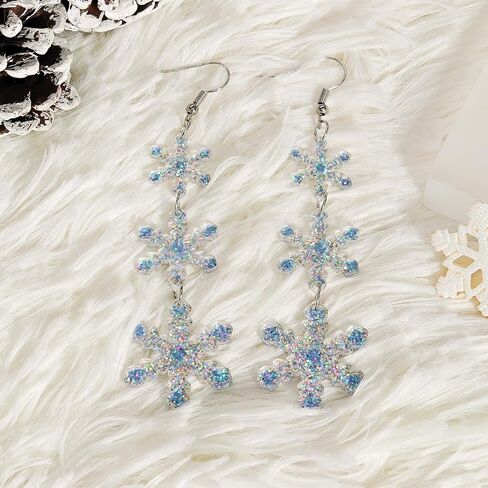 Christmas Earrings for Women Dangling Acrylic Holiday Earrings Snowflake Earring Cute Christmas Vacation Ornaments Stocking Stuffers Xmas Party Decorations Favors Xmas Gifts for Women in Saudi Arabia