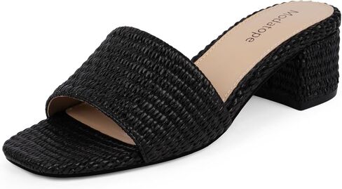 Modatope Braided Sandals Women Chunky Heel Square Toe Sandals for Women Open Toe Heeled Mules in Saudi Arabia