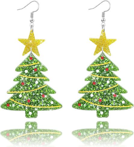 Christmas Earrings for Women Dangling Acrylic Holiday Earrings Snowflake Earring Cute Christmas Vacation Ornaments Stocking Stuffers Xmas Party Decorations Favors Xmas Gifts for Women in Saudi Arabia