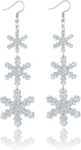 Christmas Earrings for Women Dangling Acrylic Holiday Earrings Snowflake Earring Cute Christmas Vacation Ornaments Stocking Stuffers Xmas Party Decorations Favors Xmas Gifts for Women in Saudi Arabia