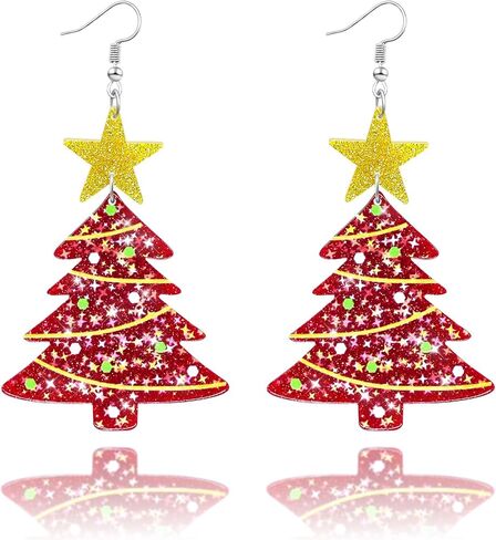 Christmas Earrings for Women Dangling Acrylic Holiday Earrings Snowflake Earring Cute Christmas Vacation Ornaments Stocking Stuffers Xmas Party Decorations Favors Xmas Gifts for Women in Saudi Arabia
