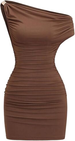 Floerns Women's Off The Shoulder Mini Dress Ruched Bodycon Club Going Out Dresses in Kuwait