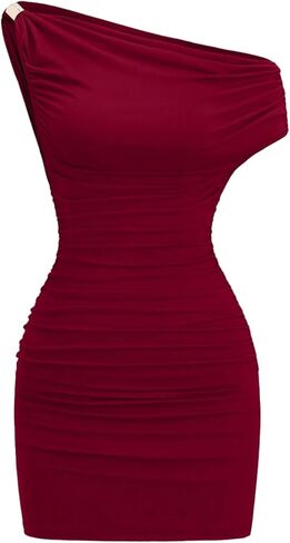 Floerns Women's Off The Shoulder Mini Dress Ruched Bodycon Club Going Out Dresses in Kuwait