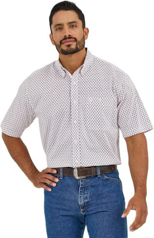 قميص Wrangler الرجالي George Strait باللونين الأبيض والبني in Saudi Arabia