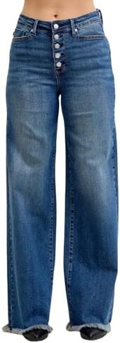 Judy Blue Women’s High Waist Column Straight Jeans with Button-Fly and Back Welt Pockets - 881001 in Saudi Arabia