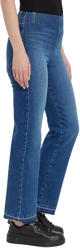 جينز Lyssé Denim نسائي سهل الارتداء - جينز مستقيم الساق قابل للتمدد للنساء مع حزام خصر مطاطي، مقاس ناعم مرتفع الارتفاع in Saudi Arabia