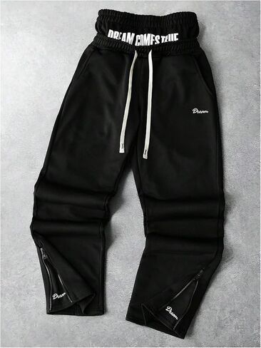 Men's Graphic Stacked Sweatpants Street Double Waisted Drawstring Sweat Pants in Saudi Arabia
