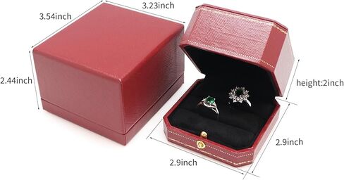 PU Leather Large Double Ring Box,Engagement Ring Box,Jewelry Gift Box,Wedding Day Ceremony 2 Slots Ring Display Box,Vintage Ring Case in Saudi Arabia
