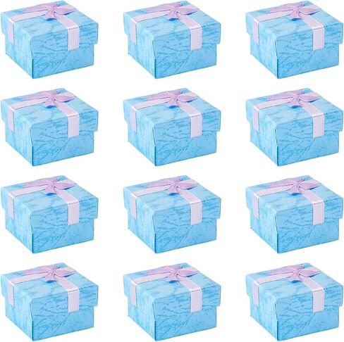 Necklace Earring Jewelry Display Box 12Pcs Small Jewelry Gift Boxes Square Cardboard Ring Box with Lids Bowknot for Christmas Anniversary Wedding Birthday,Red in Saudi Arabia