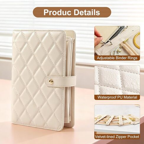 Jewelry Travel Case, Jewelry Organize Storage Book Ring Binder with Clear Zipper Velvet Jewelry Pouches Bags for Rings, Necklace, Earrings, Cream White in Saudi Arabia