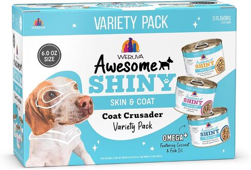 Weruva Awesome Shiny, Coat Crusader Variety Pack, 14oz Can (Pack of 9) in Kuwait