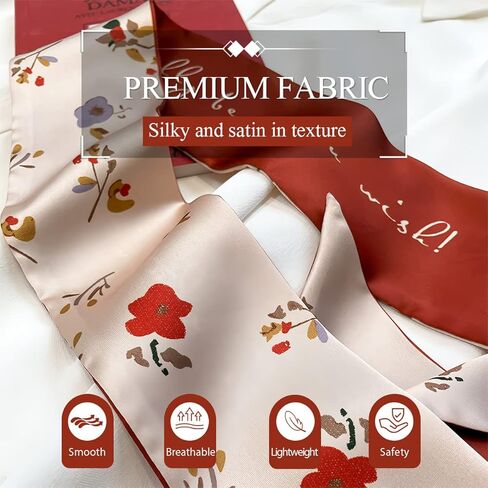 3 Packs Skinny Silk Scarf Women Girls Narrow Long Neckerchief Floral Print Polka Dot Pattern Satin Slim Ribbon Scarf in Kuwait