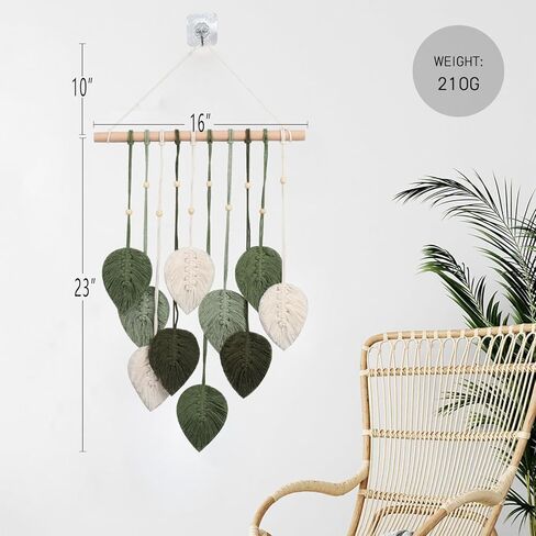 VEELAM Macrame ديكور جداري للتعليق على شكل أوراق شجر صغيرة من نسيج بوهو الفني لتزيين غرفة المعيشة وغرفة النوم، أخضر in Saudi Arabia